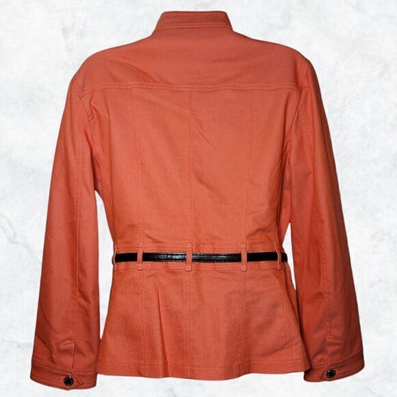 Adrienne Vittadini Orange Belted Zip Fashion Utinity Jacket - Picture 5 of 7